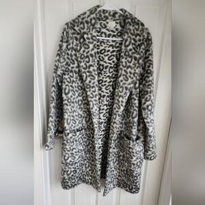 a new day Gray Leopard Print Teddy Jacket